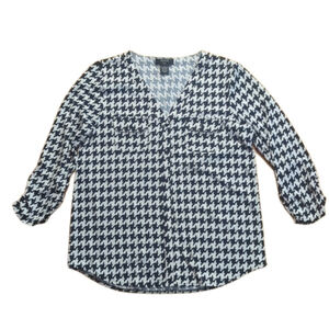 Verve Ami Houndstooth Blouse Black White Large
